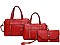 3 IN 1 TRENDY SMOOTH STUD STRAP DESIGN DUFFEL BAG AND CLUTCH SET