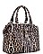 LEOPARD TASSEL ACCENT TWO WAY SATCHEL BAG