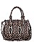 LEOPARD TASSEL ACCENT TWO WAY SATCHEL BAG
