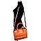 Textured Bottom Compartment Padlock BOXY Satchel