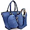 LF114D-LP Denim Metal Handle Satchel 3 in 1 Tote Value SET