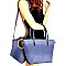 LF114D-LP Denim Metal Handle Satchel 3 in 1 Tote Value SET