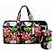 Glossy Flower Printed 2-in-1 Duffel & Makeup Pouch Set