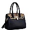 2-Way Leopard Print Padlock Medium Satchel
