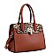 2-Way Leopard Print Padlock Medium Satchel
