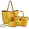 3 in 1 Ostrich Embossed Turn-Lock Satchel Tote SET