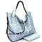 LF1491W-LP Flower Pattern Laser-cut Hobo Wallet SET