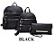 3 in 1 Stylish Tri-Zip Accent Back Pack Clutch Set