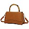 2-in-1 Fashion Bamboo Top Handle Flap Satchel