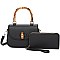 2-in-1 Bamboo Top Handle Flap Satchel