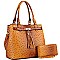 Tassel Accent Ostrich Print Satchel and Wallet Set