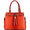 Tassel Accent Ostrich Print Satchel and Wallet Set