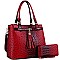 Tassel Accent Ostrich Print Satchel and Wallet Set