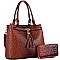 Tassel Accent Ostrich Print Satchel and Wallet Set