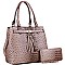 Tassel Accent Ostrich Print Satchel and Wallet Set