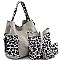 3 in 1 Whipstitched Side Pocket Leopard Print Hobo Wallet SET