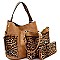 3 IN 1 FAUX LEATHER LEOPARD PRINT HOBO WALLET SET