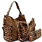 3 IN 1 FAUX LEATHER LEOPARD PRINT HOBO WALLET SET