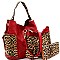 3 IN 1 FAUX LEATHER LEOPARD PRINT HOBO WALLET SET