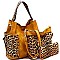 3 IN 1 FAUX LEATHER LEOPARD PRINT HOBO WALLET SET