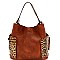 3 in 1 Whipstitched Side Pocket Leopard Print Hobo Wallet SET