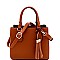 Medium 2-Way Tassel Accent 3-Compartment Satchel
