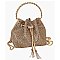Allover Rhinestone Drawstring Satchel