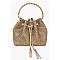Allover Rhinestone Drawstring Satchel