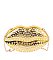 Rhinestone Metallic Lips Clutch Crossbody Bag
