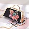 3D Flower-Pearl Design Metal Frame Satchel