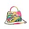 Large Graffiti Quilted Top-Handle Satchel Purse