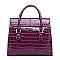 ELEGANT CROCODILE SKIN PATTENT SATCHEL