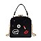 LIPSTICK & KISS ACCENT Metal Frame Satchel