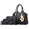 4 IN 1 TEDDY BEAR ACCENT SATCHEL SHOULDER BAG AND PURSE SET