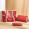 3 IN 1 CHAIN-LEATHER STRAP SMOOTH TEXTURED TOTE CLUTCH WALLET SET