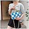 CHECKERED WEAVE CHAIN STRAPS HOULDER MESSENGER BAG