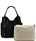 2in1 STYLISH TEXTURED PU LEATHER MULTI POCKET SATCHEL JYLHU-190