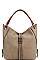 FASHIONABLE TEXTURED LEATHER TRIMMED OVER SIZE SATCHEL JYLHU-191