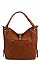 FASHIONABLE TEXTURED LEATHER TRIMMED OVER SIZE SATCHEL JYLHU-191