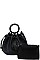 2 IN 1 CROCO PATTERN DRAWSTRING CLOSURE SATCHEL WITH POUCH