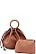 2 IN 1 CROCO PATTERN DRAWSTRING CLOSURE SATCHEL WITH POUCH