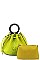 2 IN 1 CROCO PATTERN DRAWSTRING CLOSURE SATCHEL WITH POUCH