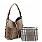 Ostrich Croc Side Zip Pocket 2-in-1 Shoulder Bag Hobo & POUCH SET