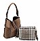 Ostrich Croc Side Zip Pocket 2-in-1 Shoulder Bag Hobo & POUCH SET