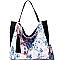 [S]LHU0501W-LP Artistic Flowery Painting Print Velvet Hobo Wallet SET