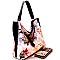 [S]LHU0501W-LP Artistic Flowery Painting Print Velvet Hobo Wallet SET