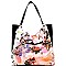 [S]LHU0501W-LP Artistic Flowery Painting Print Velvet Hobo Wallet SET