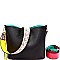 LHU078-LP Color Block Strap Shoulder Bag Hobo