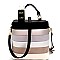 Zipper Accent Color Block Stripe Embossed Boxy Satchel  LHU102-LP