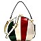 Multi-colored Patchwork Patent Frame Round Satchel MH-LHU162PT